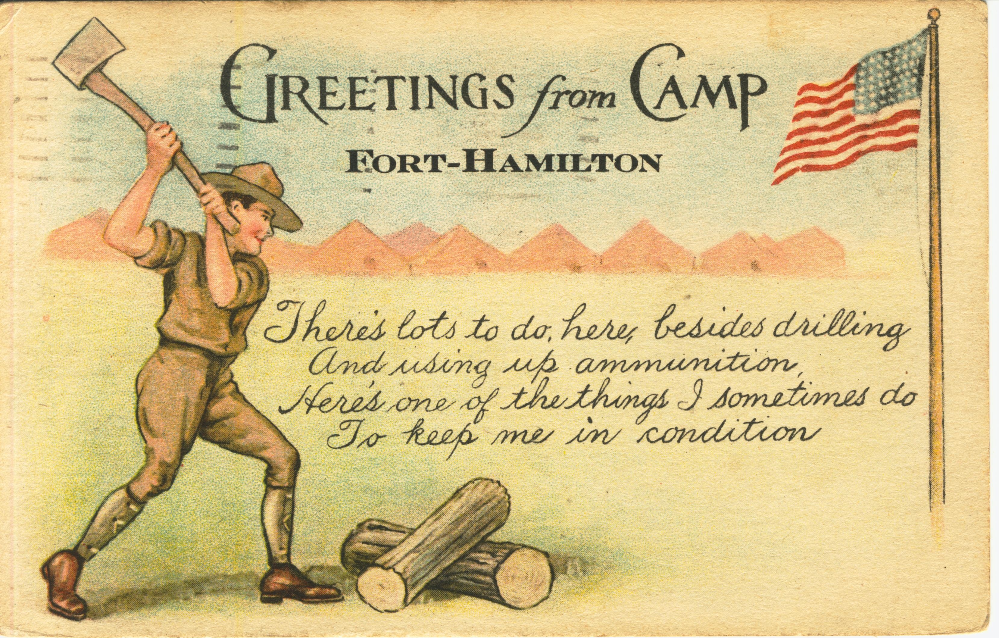 Greetings from camp Fort Hamilton NY