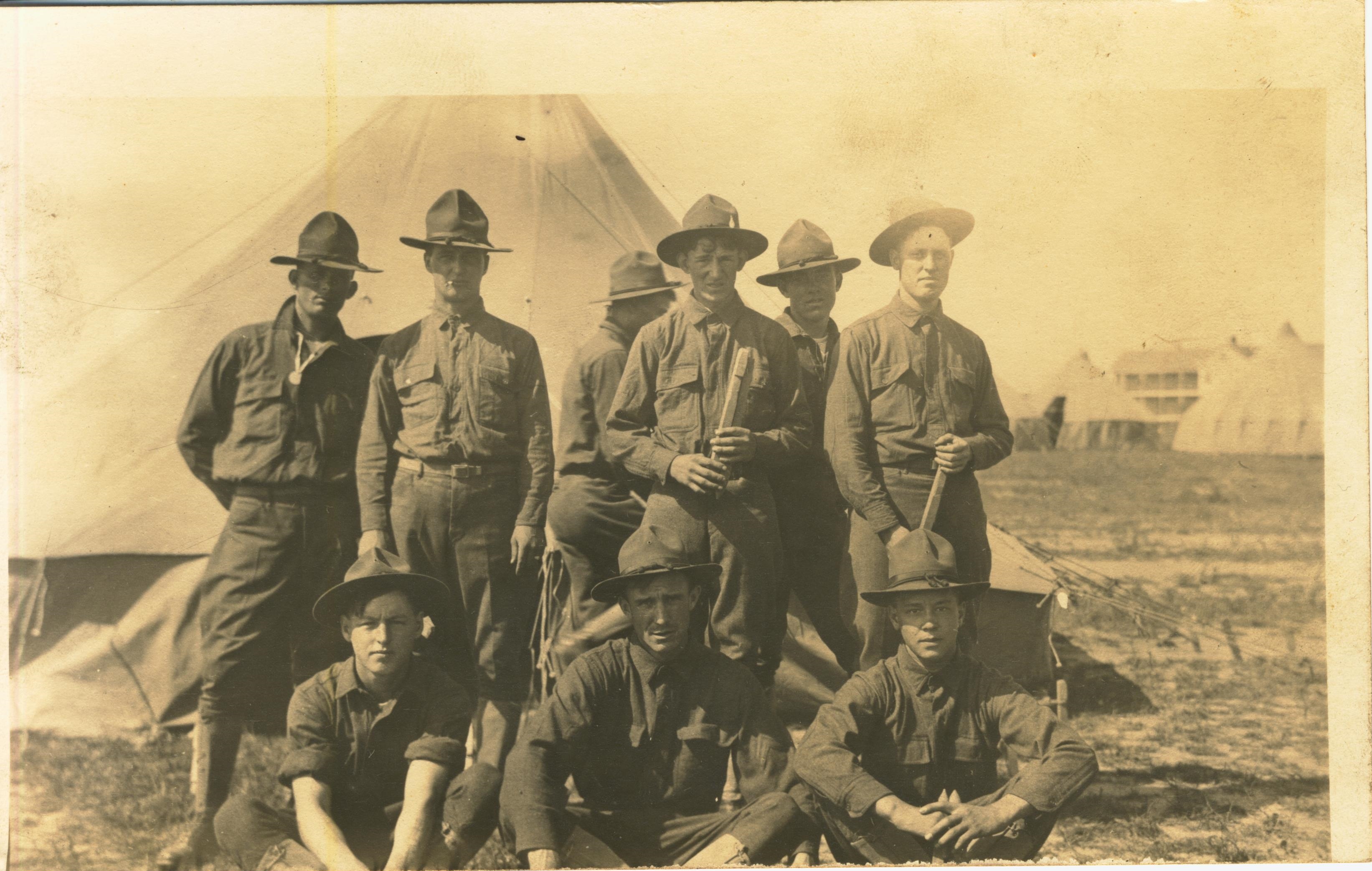 Guy Bennett Boyd standing at far right photo likely taken at Fort Terry NY 9-14-15