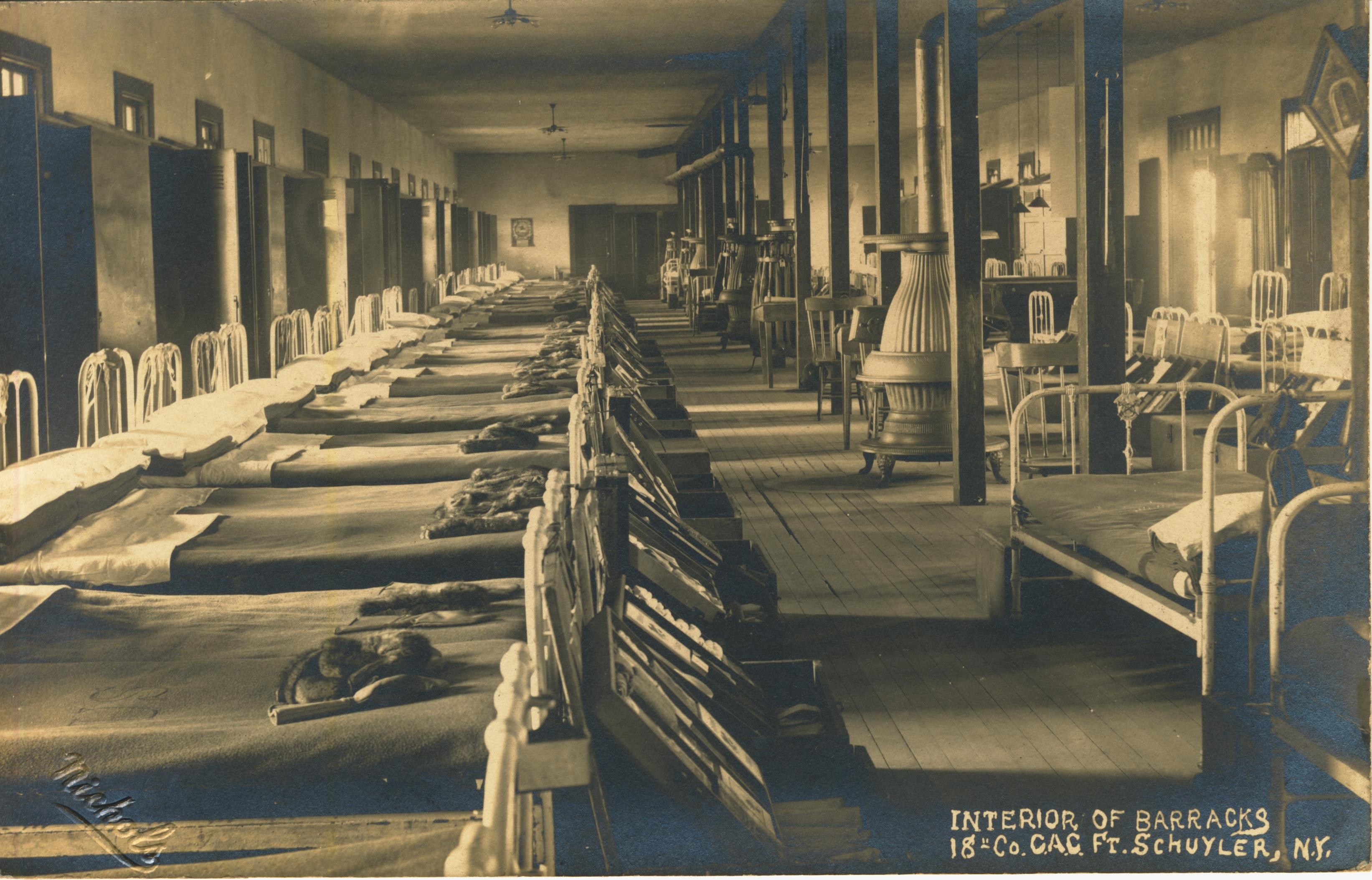 Interior of Barracks 18th Co. C.A.C. Fort Schuyler NY