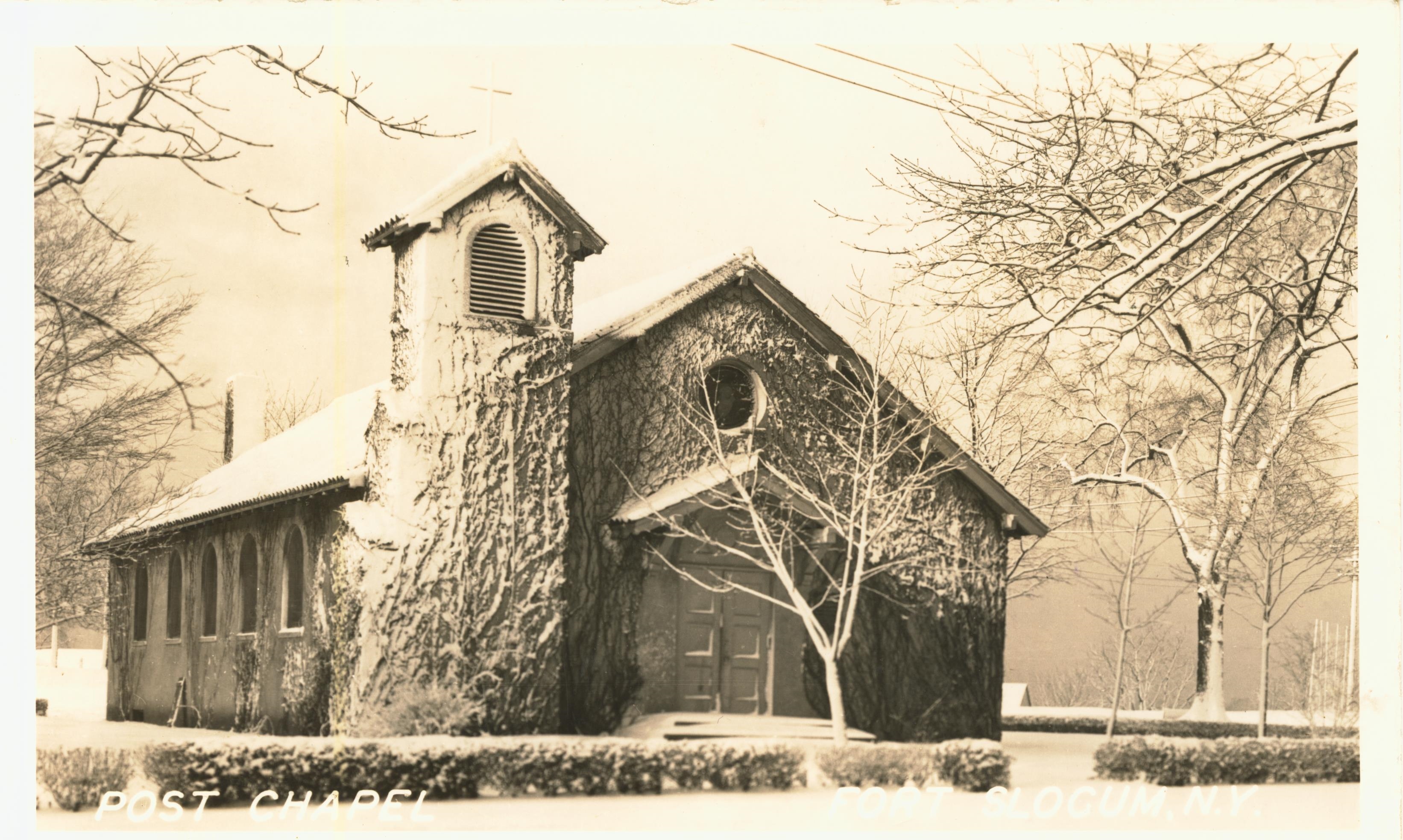Post Chapel in snow Fort Slocum NY