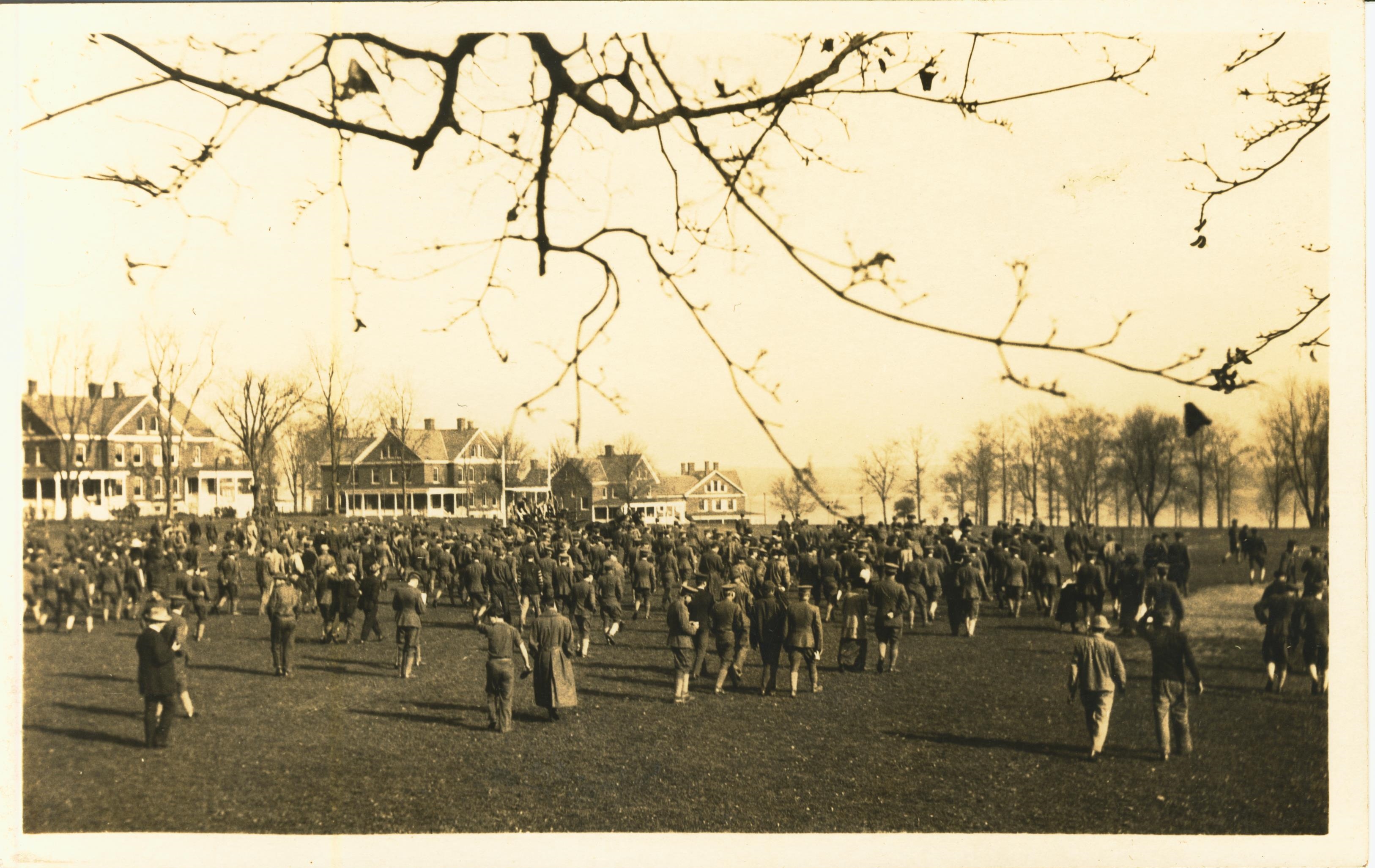Written on back Football game photo by J. W. Kohler Co 167 C.A.C Fort Totten NY