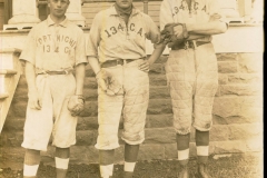 3 Baseball Players 134th Company C.A.C. Fort Michie