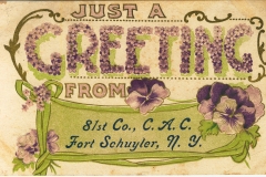 Greeting from 81st Co C.A.C. Fort Schuyler NY