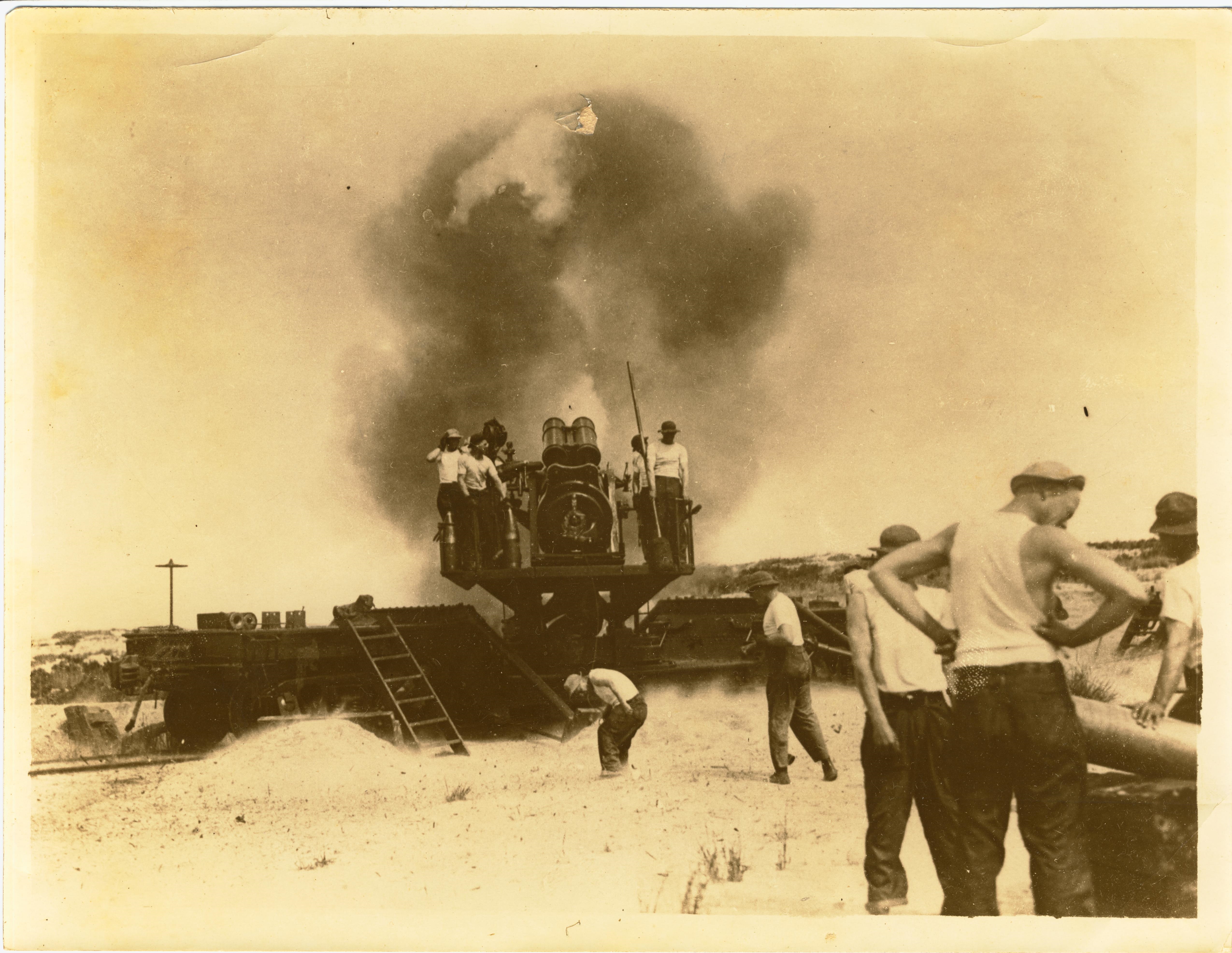 Firing 8 inch R.R. gun