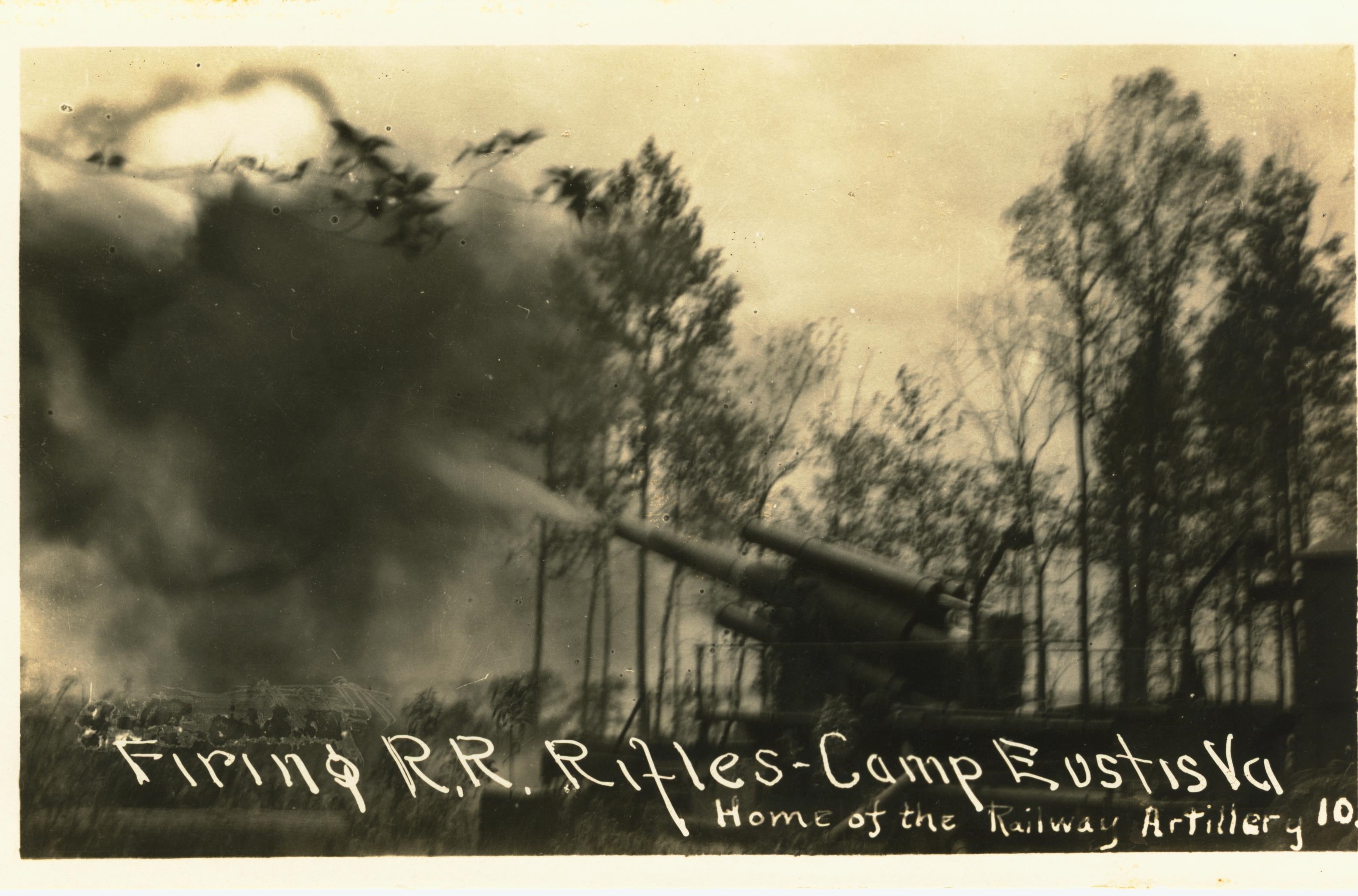 Firing R.R. rifles Camp Eustis home of the Railway Artillery