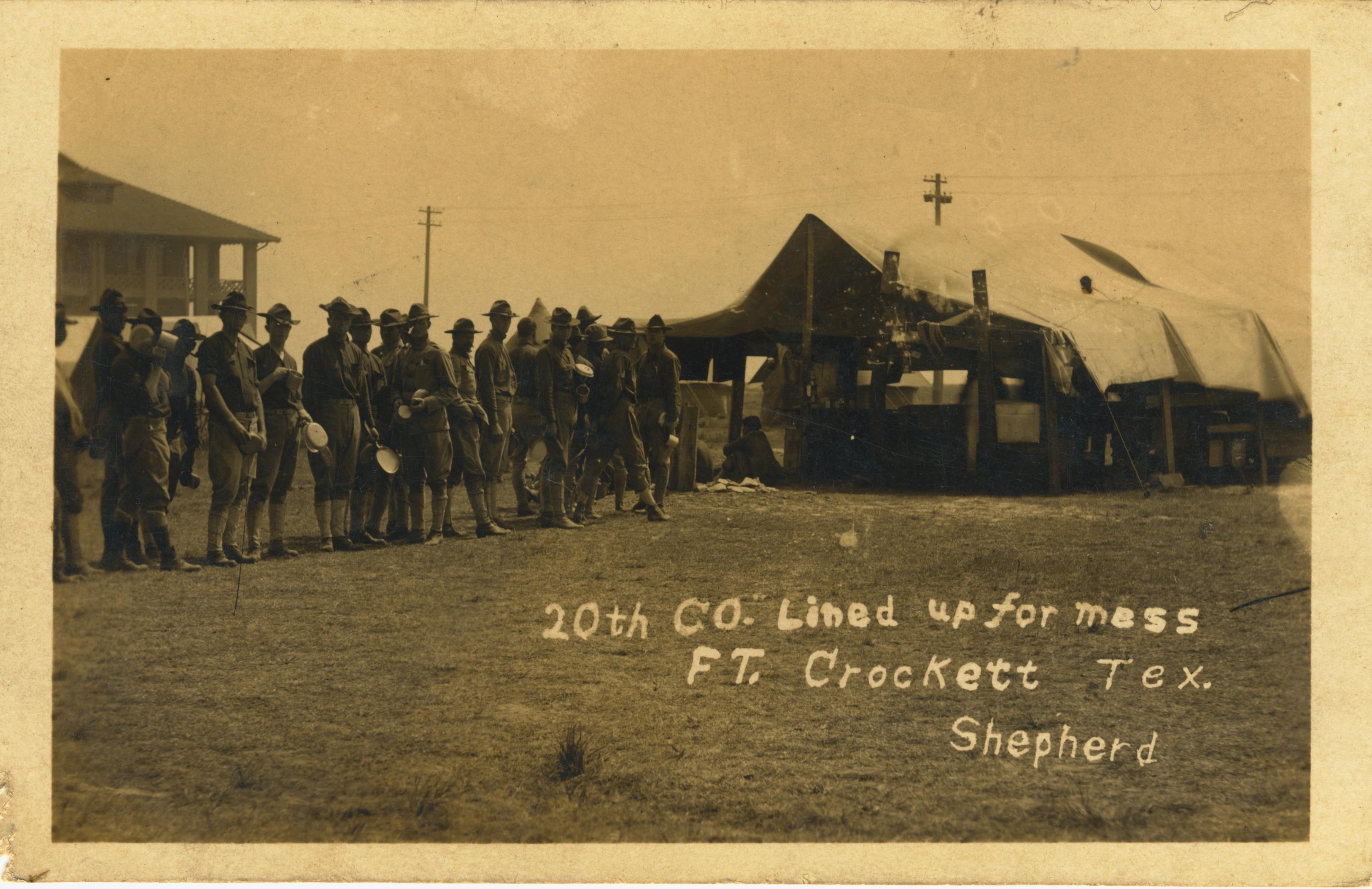20th Company Lined Up For Mess Fort Crockett TX