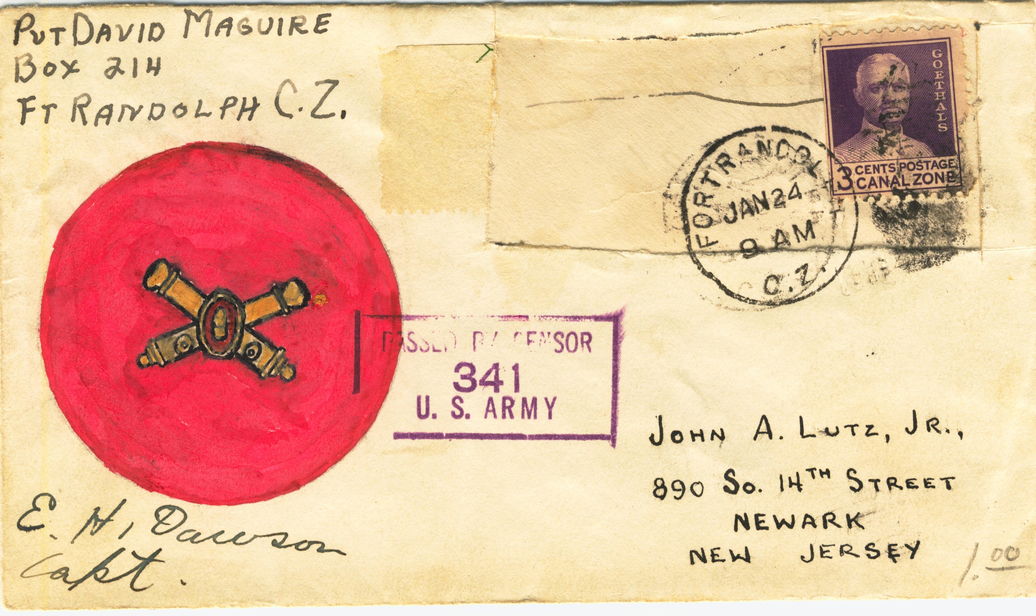 Envelope from Fort Randolph Canal Zone