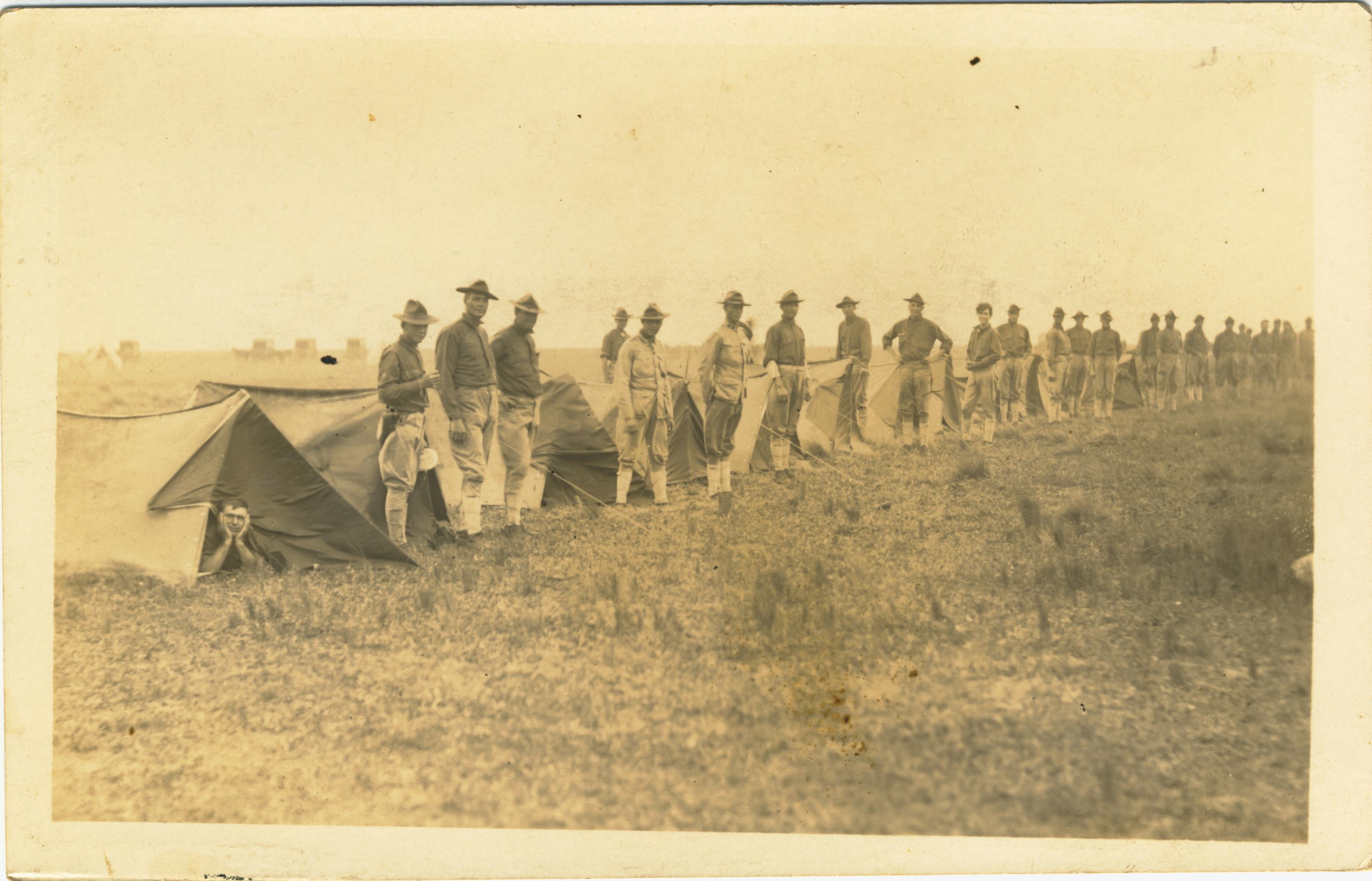 Soldiers and Tents photo likely taken at Fort Crockett TX
